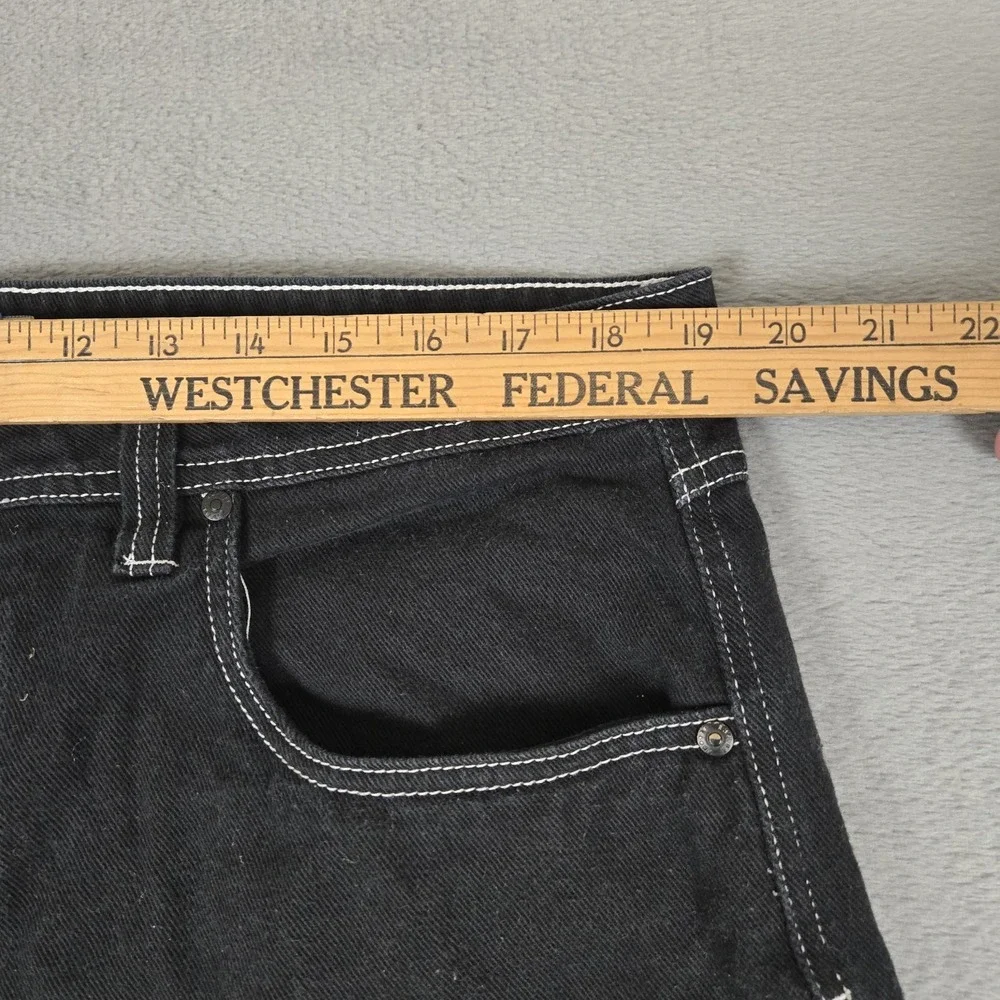 Empyre Denim Jeans Mens 36x30‎ Black Baggy Wide Leg Grunge Embroidered Y2K